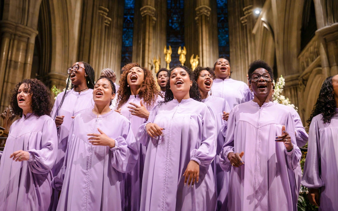 Choir singing at Gospel Dream Concert in American Cathedral, Paris.