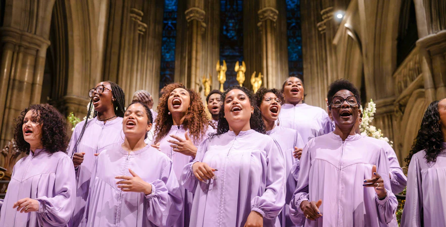 Choir singing at Gospel Dream Concert in American Cathedral, Paris.