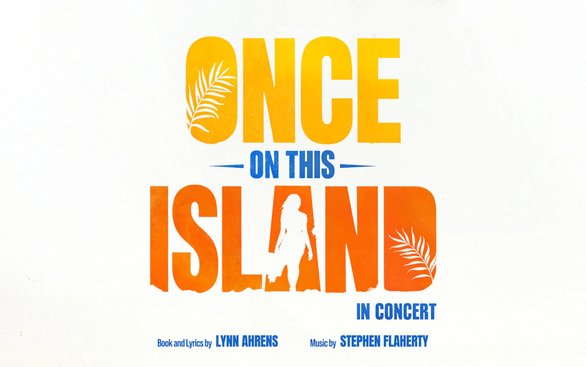 Once on this Island in Concert Westend show logo with silhouette and palm leaves