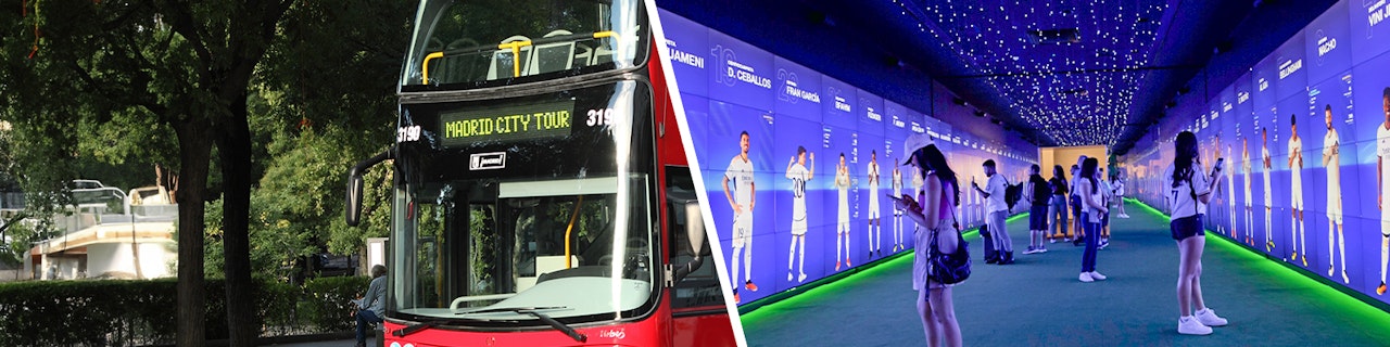 Combo: Biglietti per lo stadio Santiago Bernabéu + Tour in autobus Madrid Hop-on Hop-off