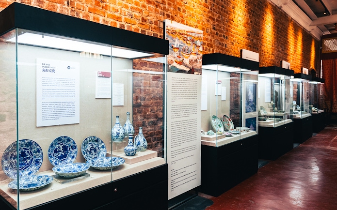 Exhibit of blue and white porcelain at Straits and Oriental Museum Penang.
