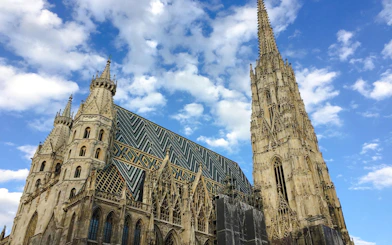 St. Stephen's Cathedral with its patterned roof and spire in Vienna's Old Town.
