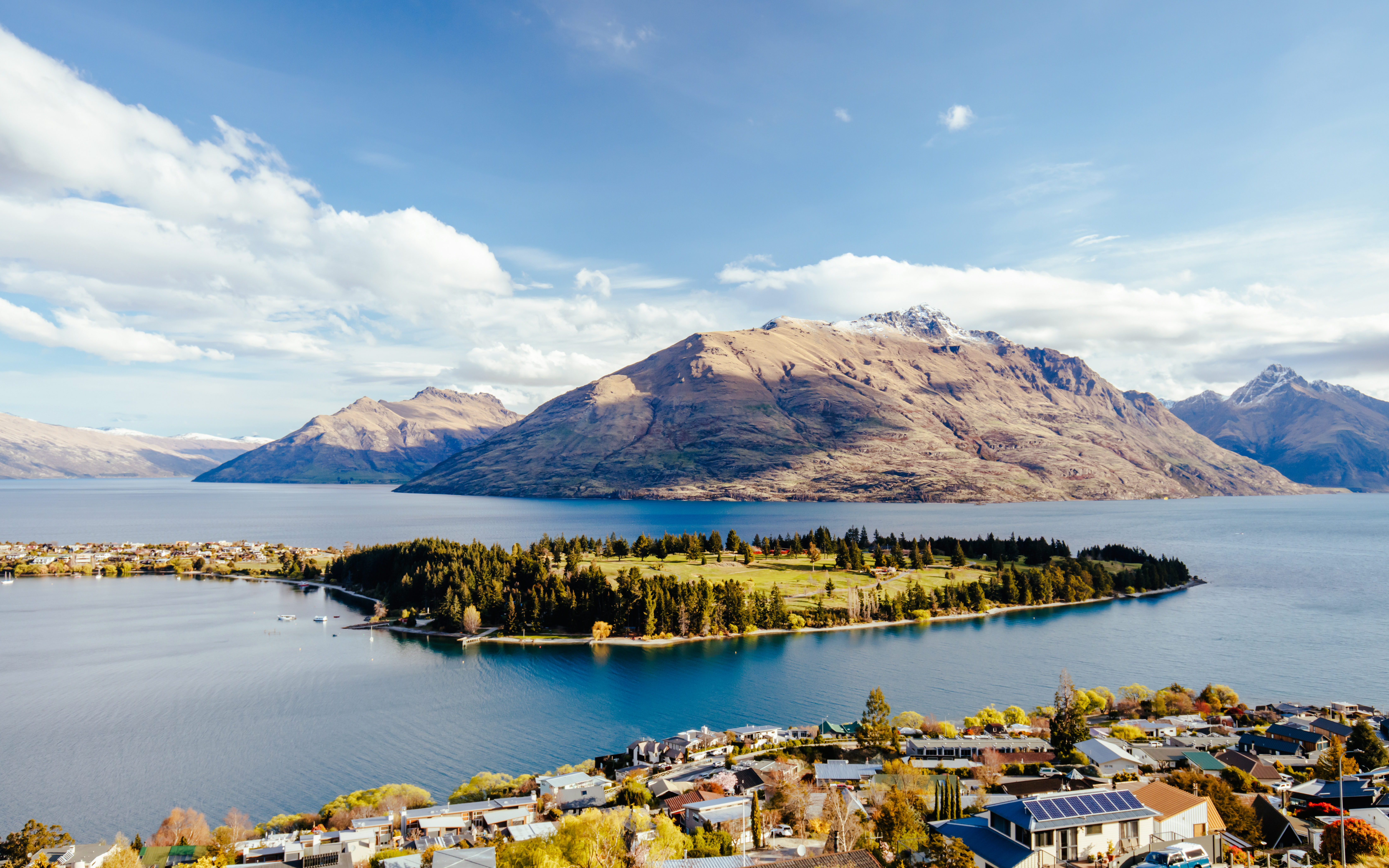 Cecil Peak overlooking Lake Wakatipu and Queenstown, New Zealand.