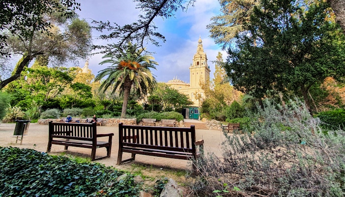 View from Barcelona's botanical garden towards Museu Nacional d'Art de Catalunya.