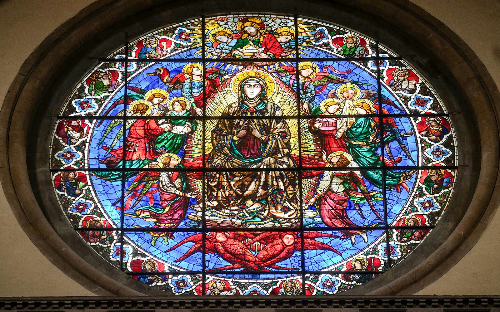 Visitors exploring the intricate interior of the Duomo in Florence, Italy.