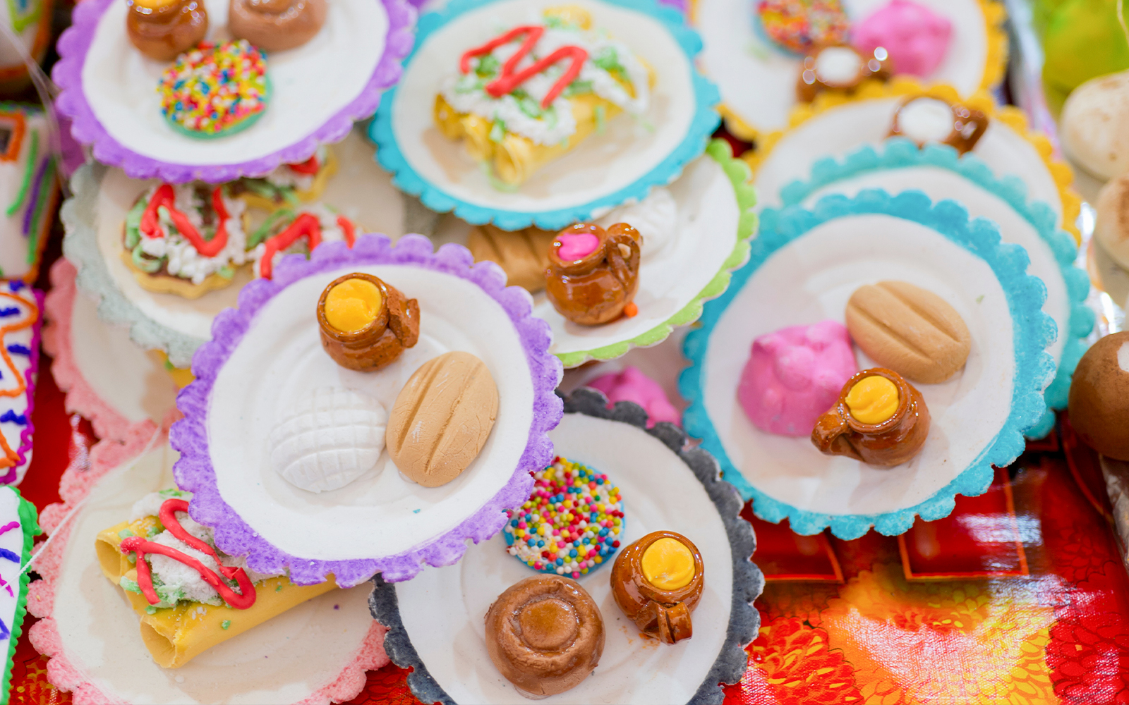 Colorful sugar candies for Day of the Dead celebration in Mexico.