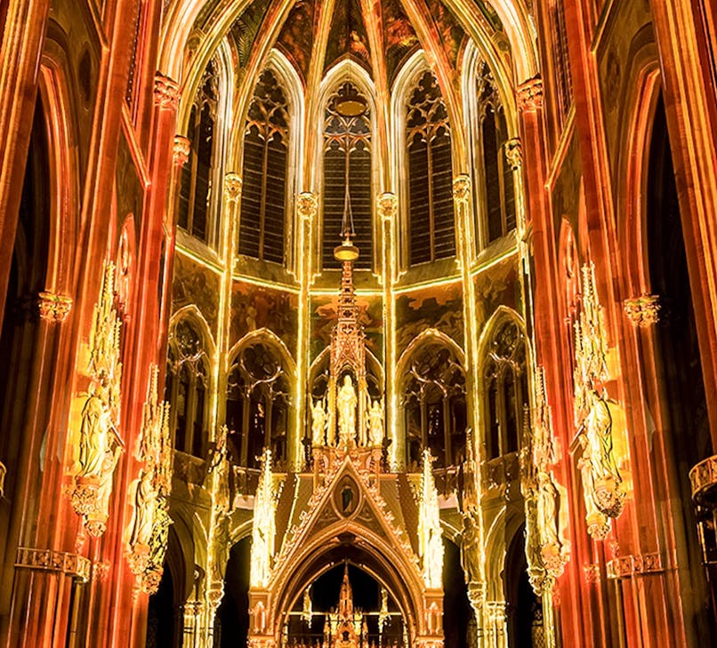 View of Light of Creation in Votivkirche Church Vienna