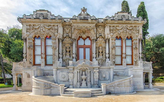 Ihlamur Palace facade with ornate architectural details, Istanbul.