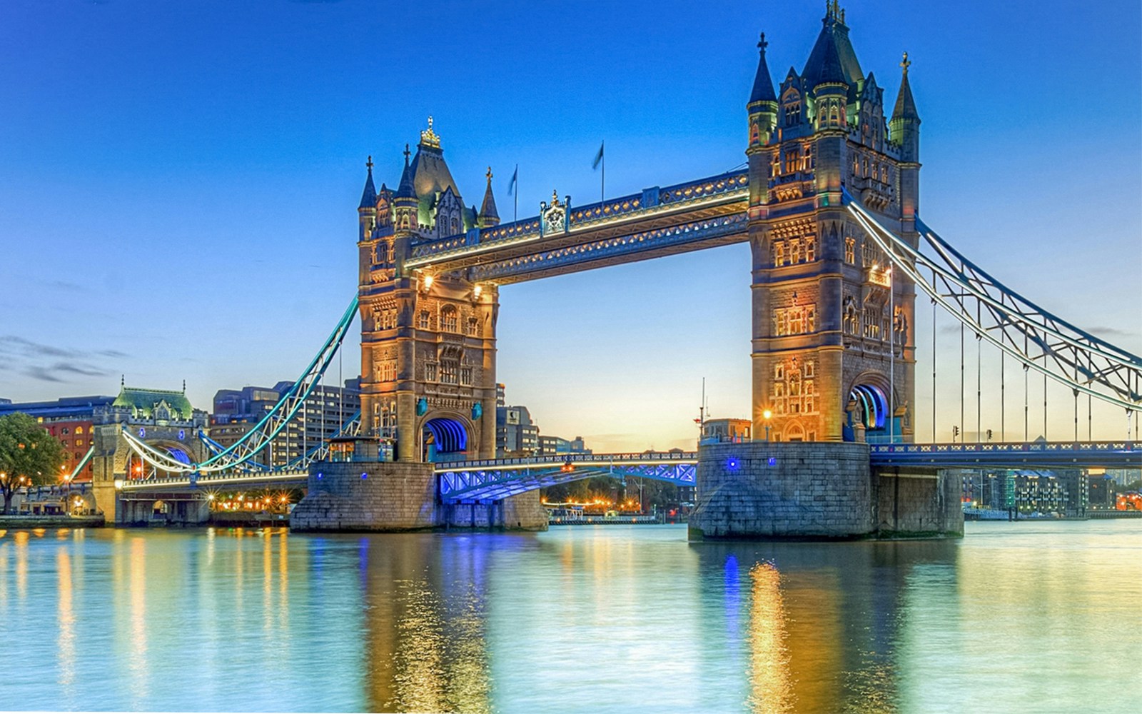 Tower Bridge seen from a Thames River cruise, London.