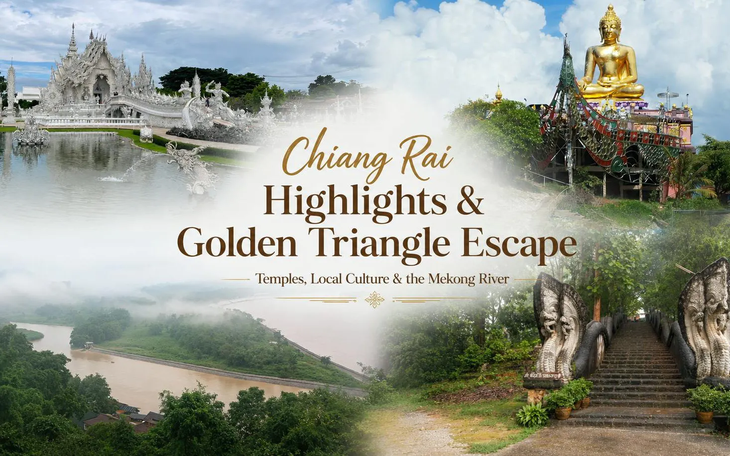 Chiang Rai temples, Golden Triangle, Mekong River boat ride highlights.