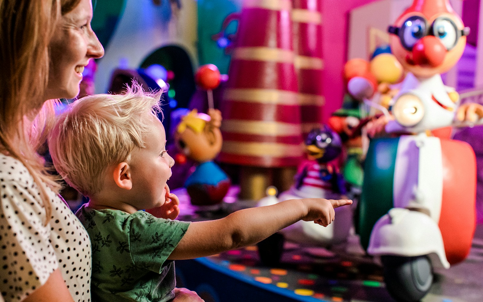 Guests enjoying colorful characters at Efteling Theme Park.