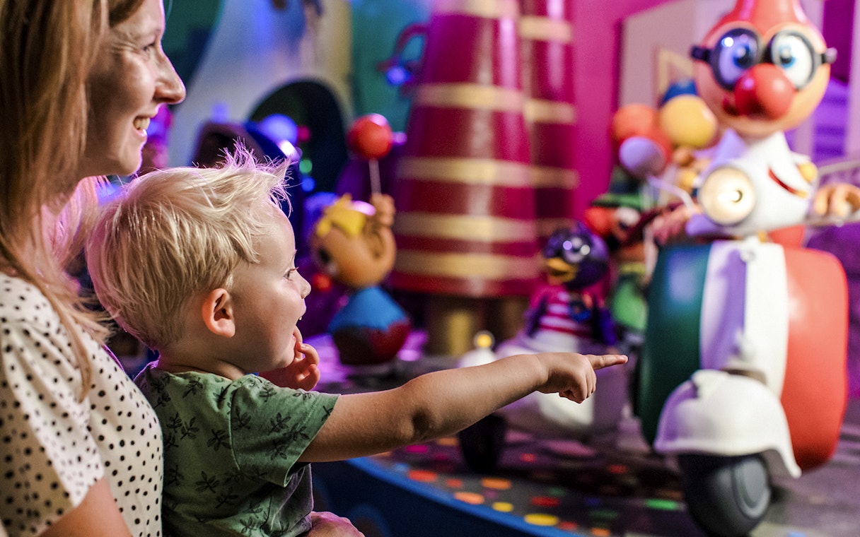 Guests enjoying colorful characters at Efteling Theme Park.