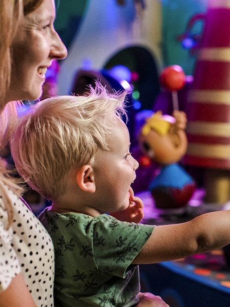 Guests enjoying colorful characters at Efteling Theme Park.