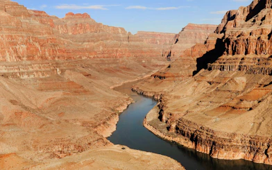 Grand Canyon view with Colorado River, part of Las Vegas to Grand Canyon West tour.