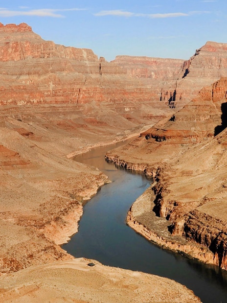 Grand Canyon view with Colorado River, part of Las Vegas to Grand Canyon West tour.