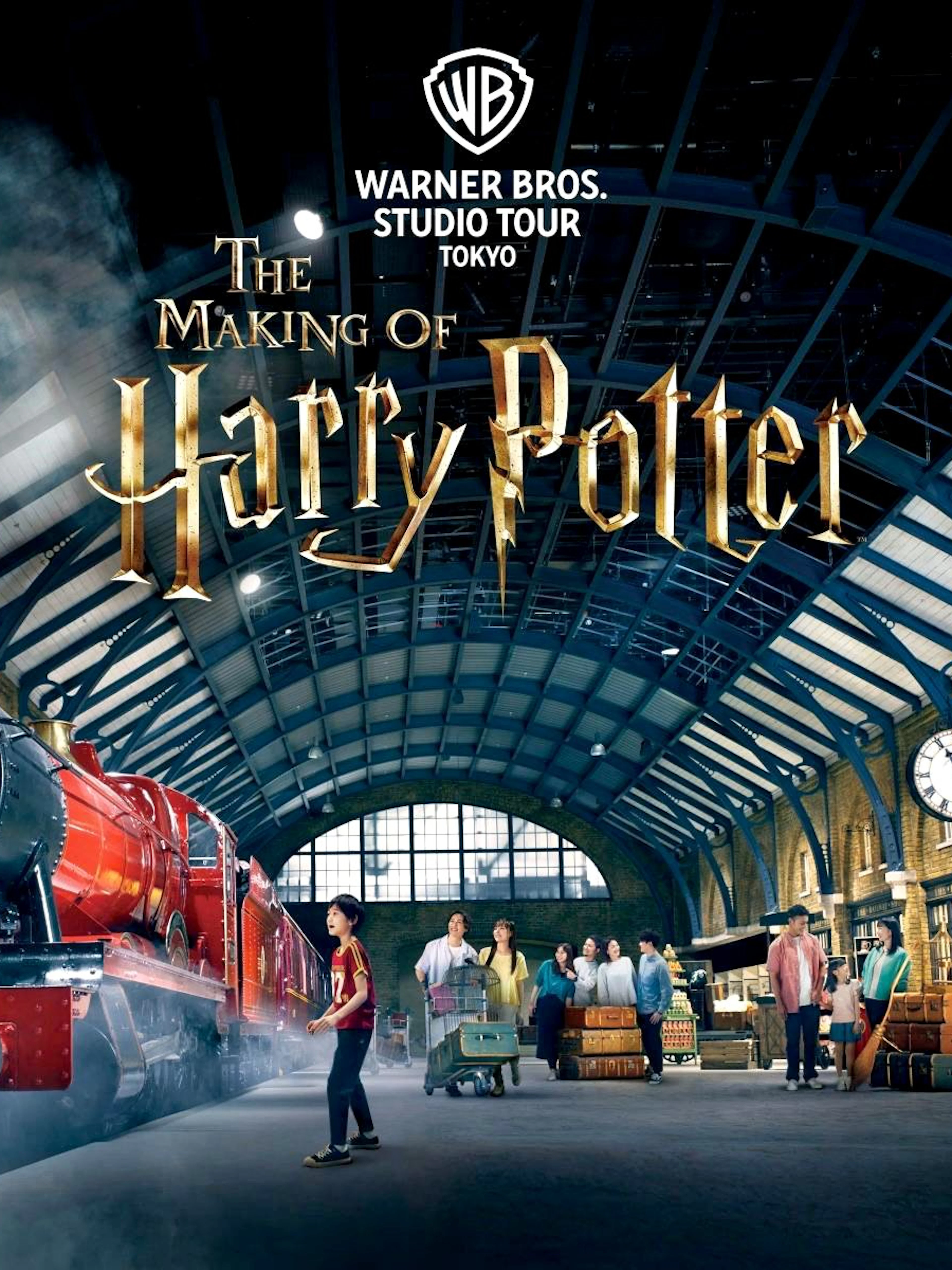 Hogwarts Express at Warner Bros. Studio Tour Tokyo, visitors exploring Harry Potter set.