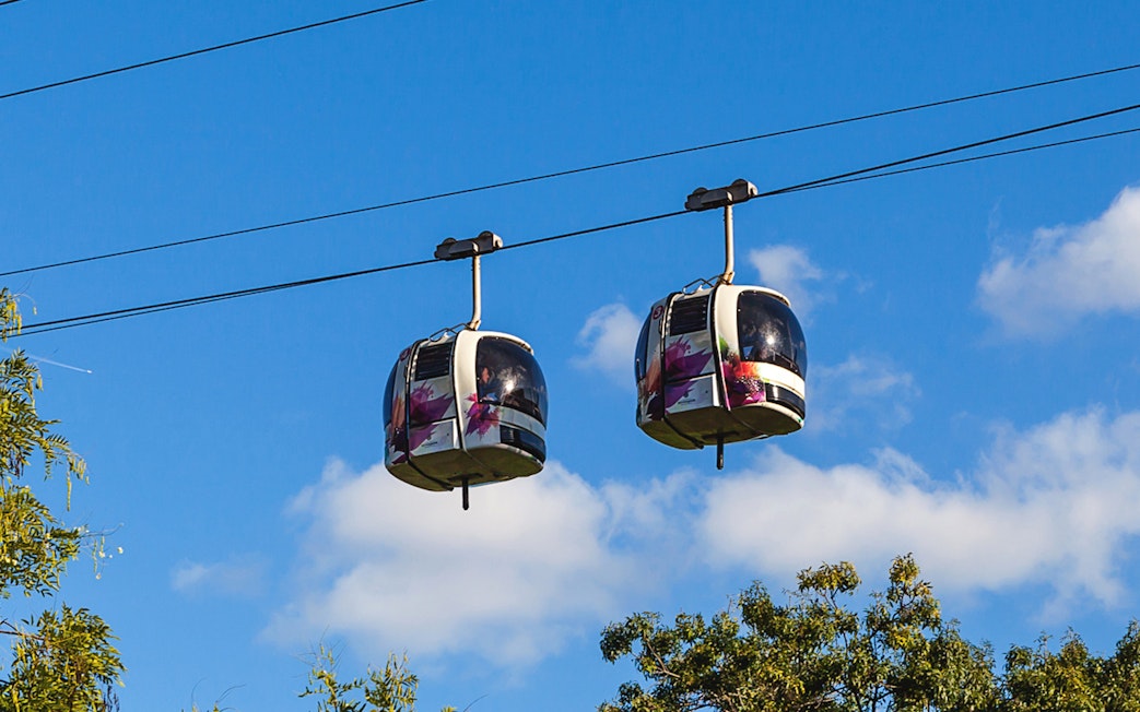 Cable cars over Bosphorus Strait en route to Pierre Loti Hill.