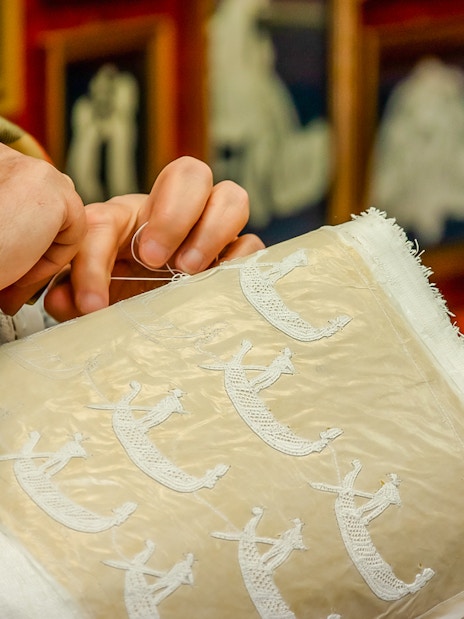 Venetian lace-making demonstration at a museum on the islands.