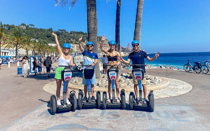 Group enjoying a Segway tour along the Promenade des Anglais in Nice.