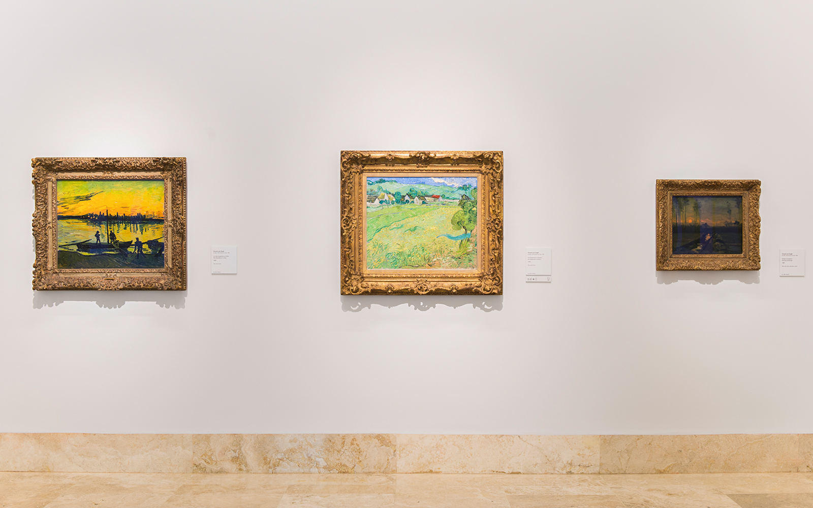 Paintings on exhibit at Thyssen Bornemisza Museum, including Les Vessenots in Auvers by Vincent van Gogh.