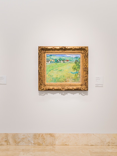 Paintings on exhibit at Thyssen Bornemisza Museum, including Les Vessenots in Auvers by Vincent van Gogh.