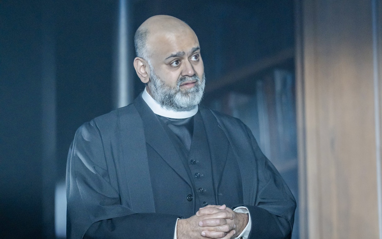 Actor in a scene from Shadowlands stage performance, Westend.