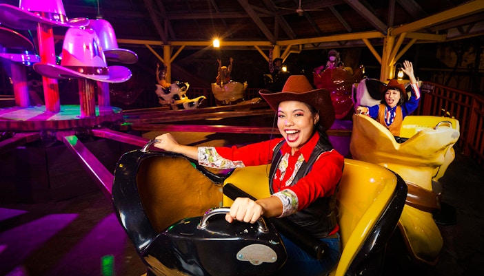 People having fun at water slides at night, Sunway Lagoon Night Park, Kuala Lumpur