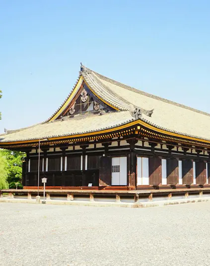 Sanjusangendo Temple exterior on Kyoto guided day trip.