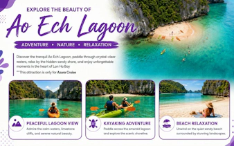 Ha Long & Lan Ha Bay luxury cruise with kayaking and beach relaxation at Ao Ech Lagoon.