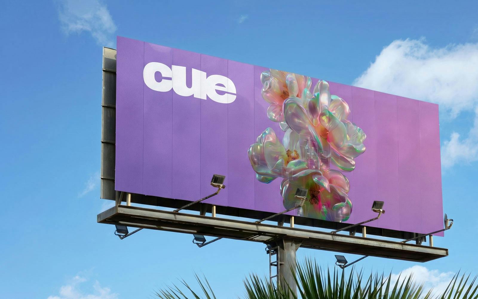Billboard for Eden on Sundays CUE Ibiza Party with colorful floral design.