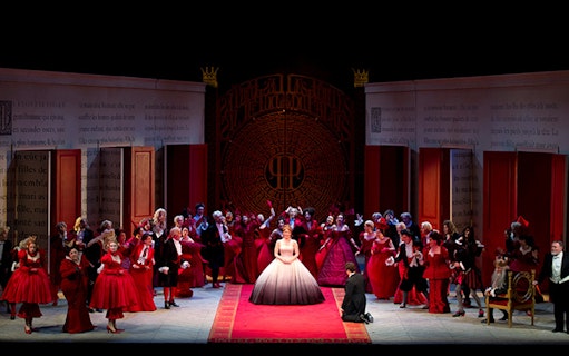Cinderella performance at Sydney Lyric Theatre with cast in elaborate costumes.
