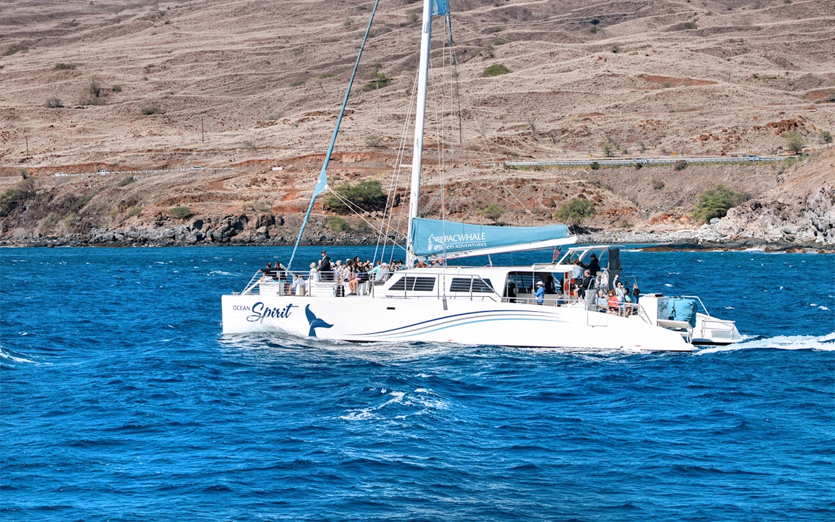 Sailboat with tourists on a whale watching tour from Maʻalaea Harbor, Oahu.
