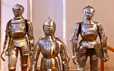 Suits of armor display at Ambras Castle Innsbruck.