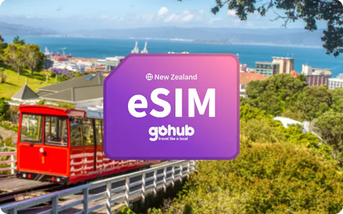 Wellington Cable Car with city and harbor view in New Zealand.