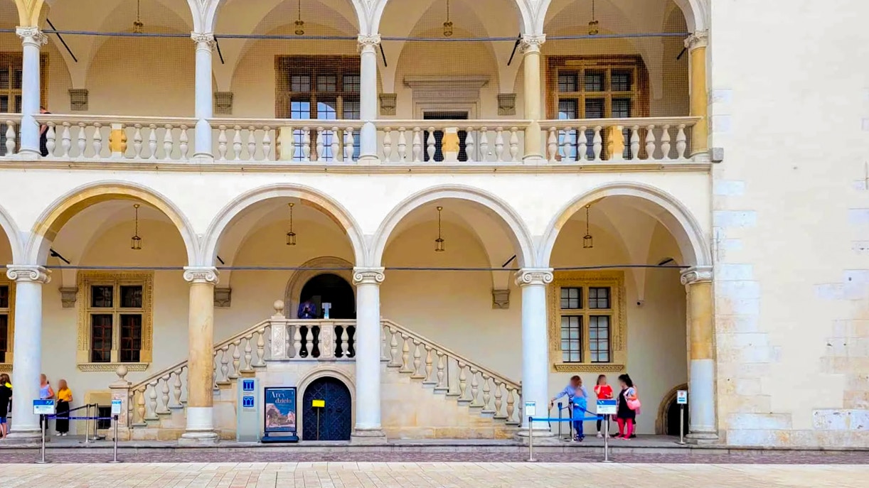 Wawel Castle's Royal Apartments exterior in Krakow, Poland.