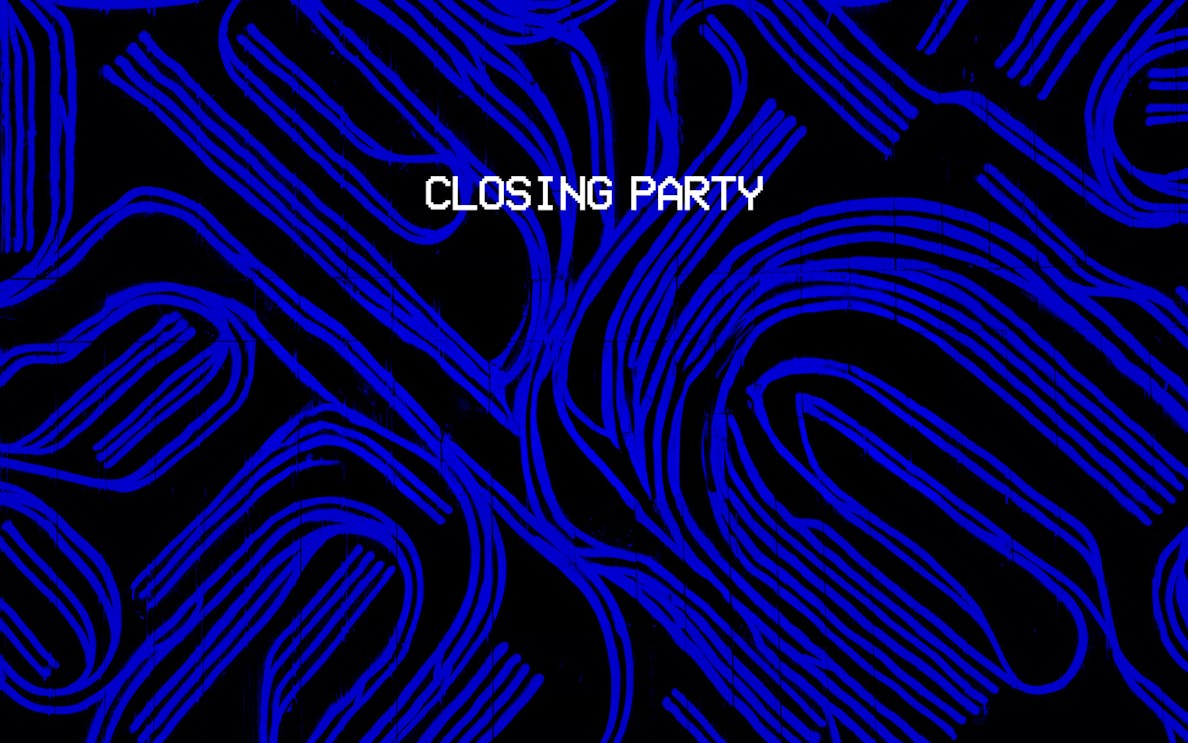 Abstract blue lines with 'Closing Party' text for Lio Ibiza event