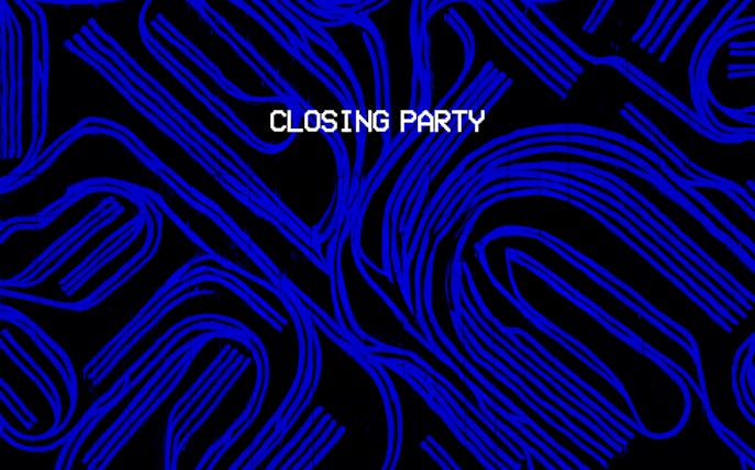 Abstract blue lines with 'Closing Party' text for Lio Ibiza event