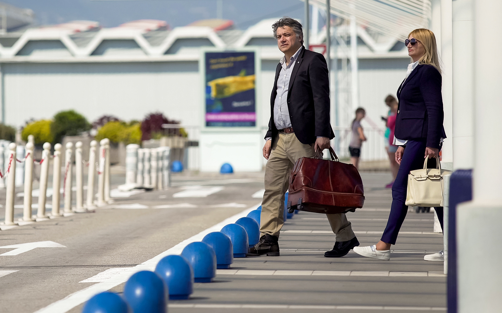 waiting for shuttle bus transportation