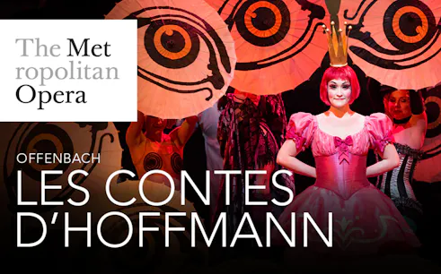 Performer in pink costume at The Met Opera's Les Contes d'Hoffmann.
