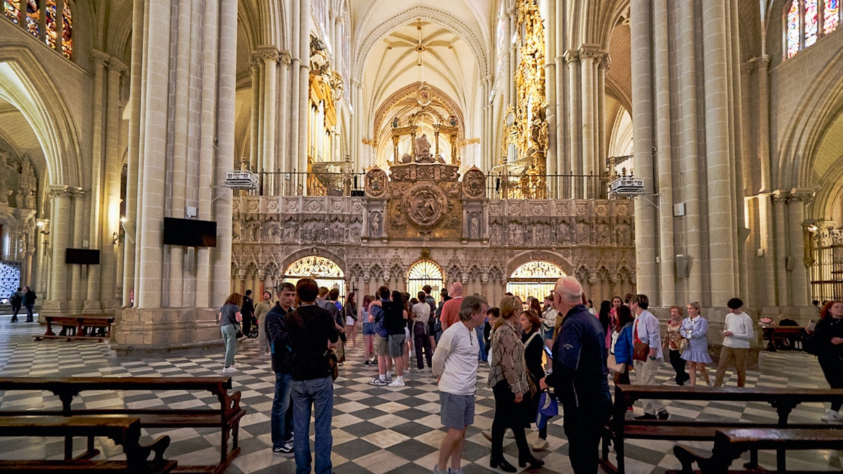 Visitors inside Toledo Cathedral