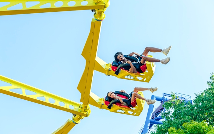 Riders enjoying Sol Spin ride at Kings Island.
