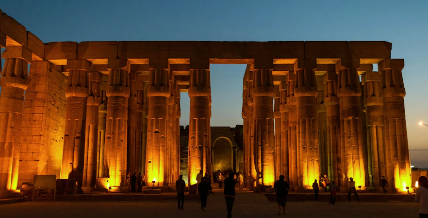 Karnak Temple illuminated at night during Sound & Light Show, Luxor.