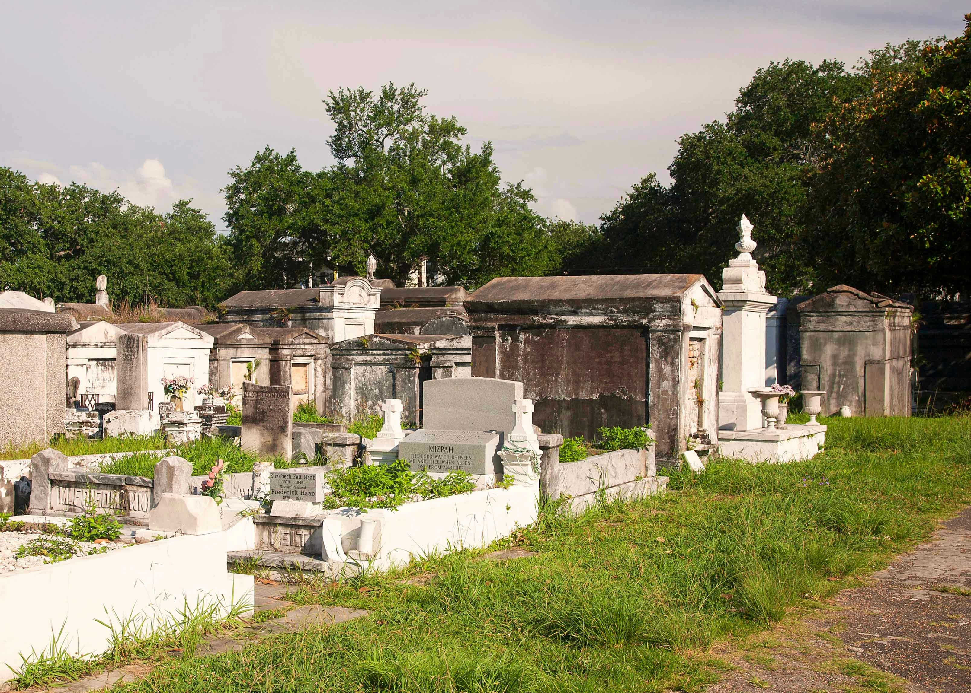 St. Louis Cemetery No. 1 tombs and greenery in New Orleans.
