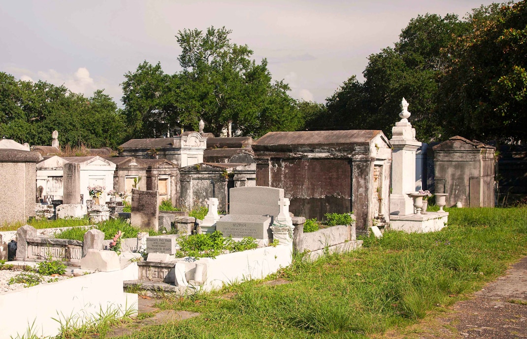 St. Louis Cemetery No. 1 tombs and greenery in New Orleans.
