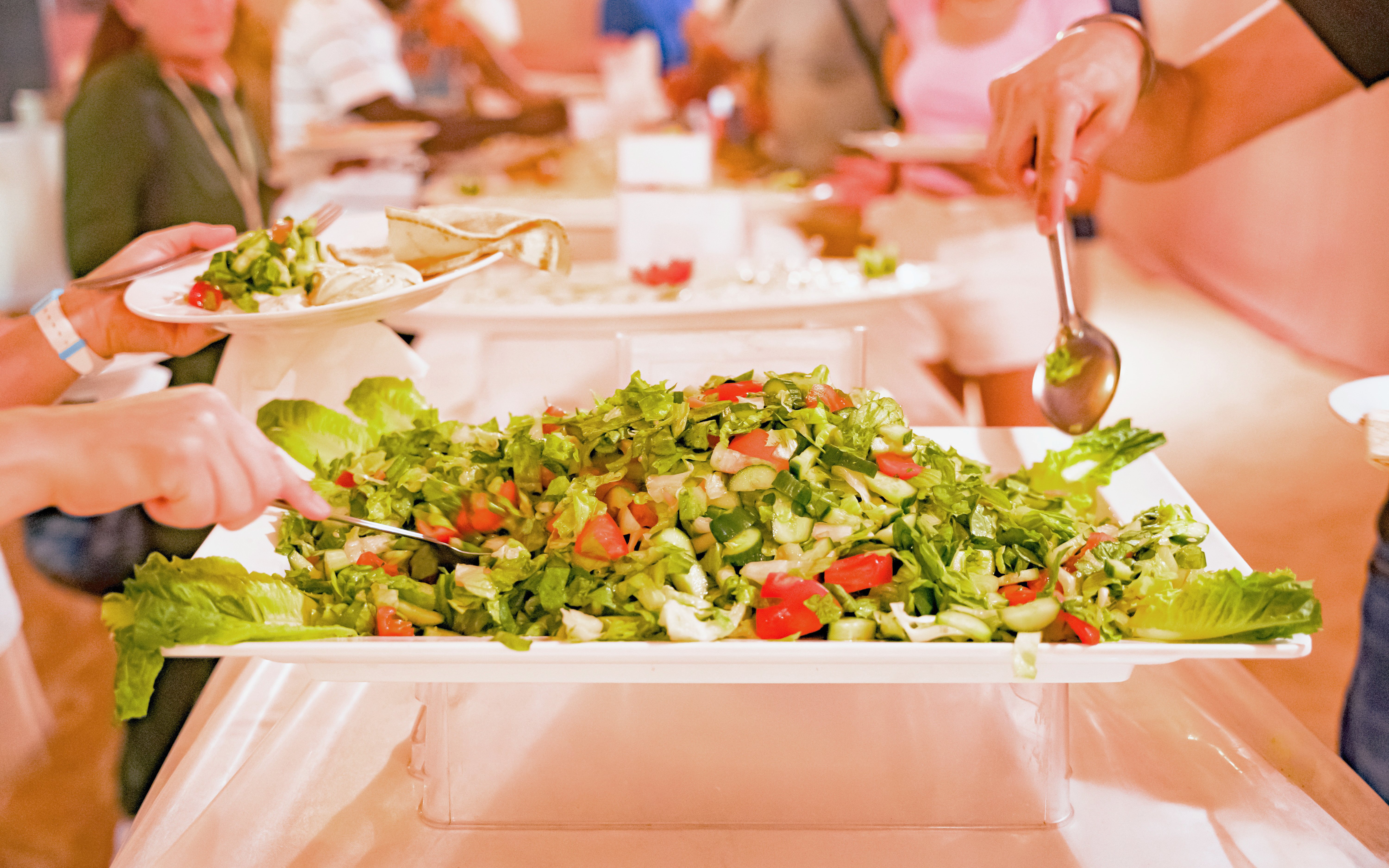 Buffet salad served at overnight desert safari in Abu Dhabi.