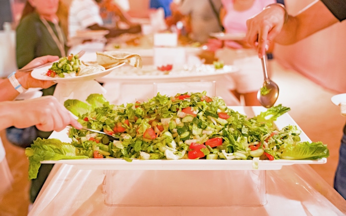 Buffet salad served at overnight desert safari in Abu Dhabi.