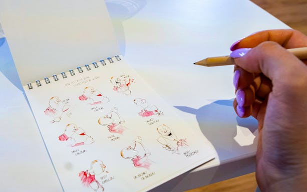Wine tasting guide illustrations at The Wine School workshop.