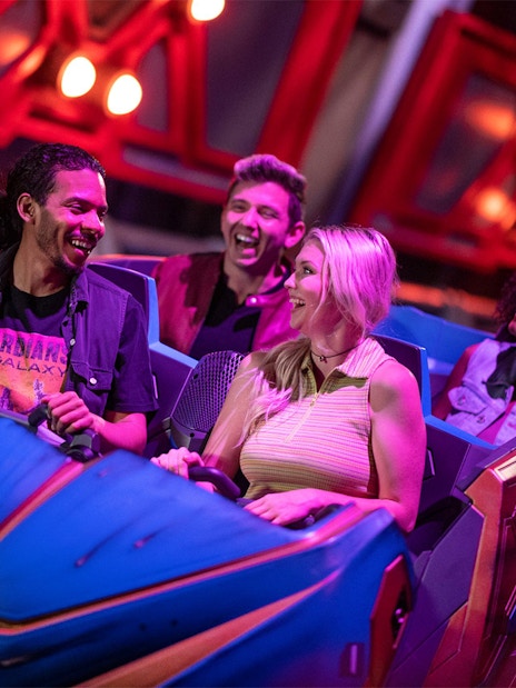 People enjoying a space-themed ride at Disney's Hollywood Studios, Walt Disney World Resort, Orlando.