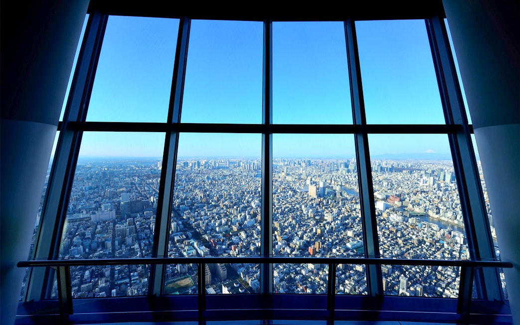 View of Tokyo cityscape from Tokyo Skytree observation deck.
