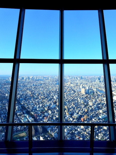 View of Tokyo cityscape from Tokyo Skytree observation deck.